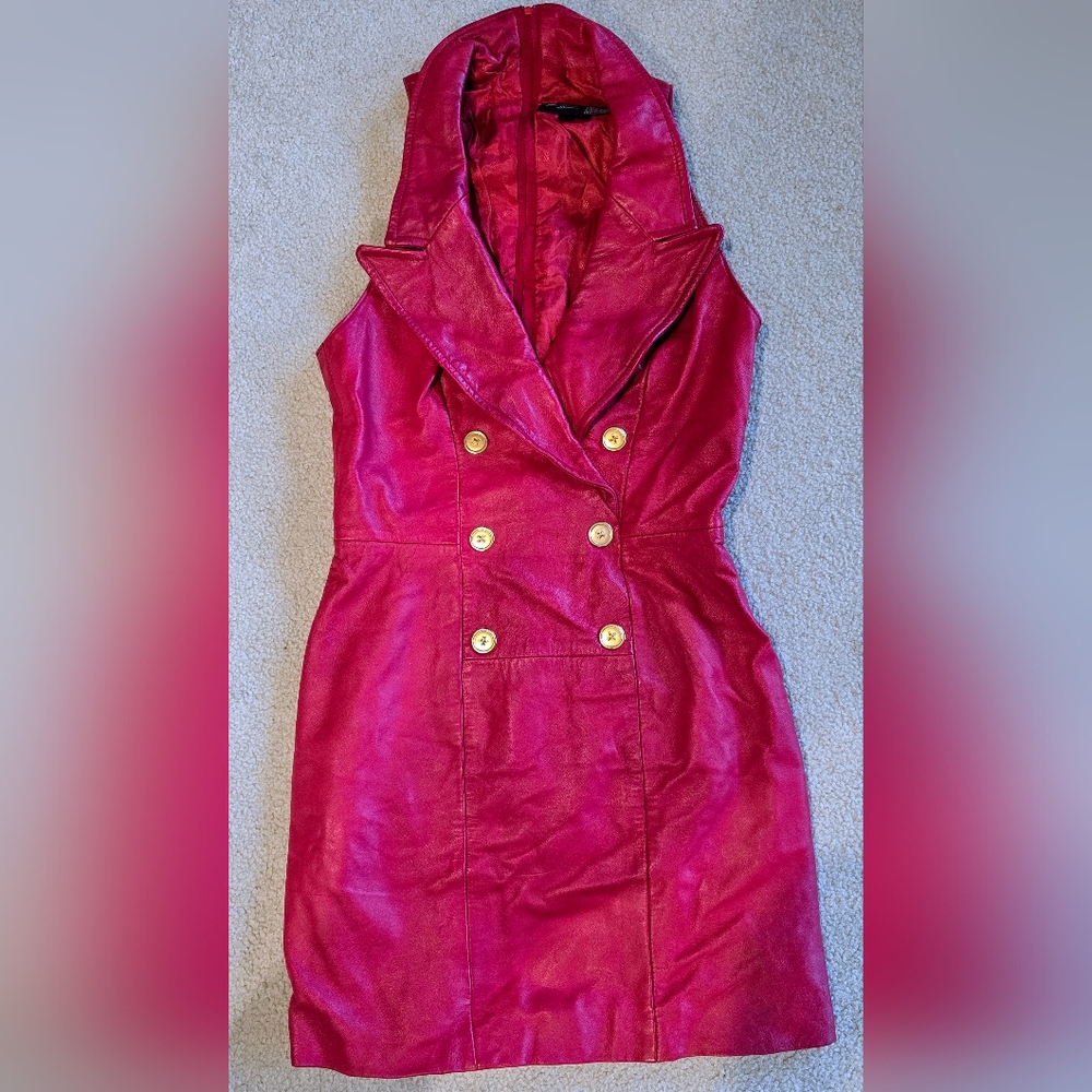 Vintage Michael Hoban North Beach sleeveless leather dress